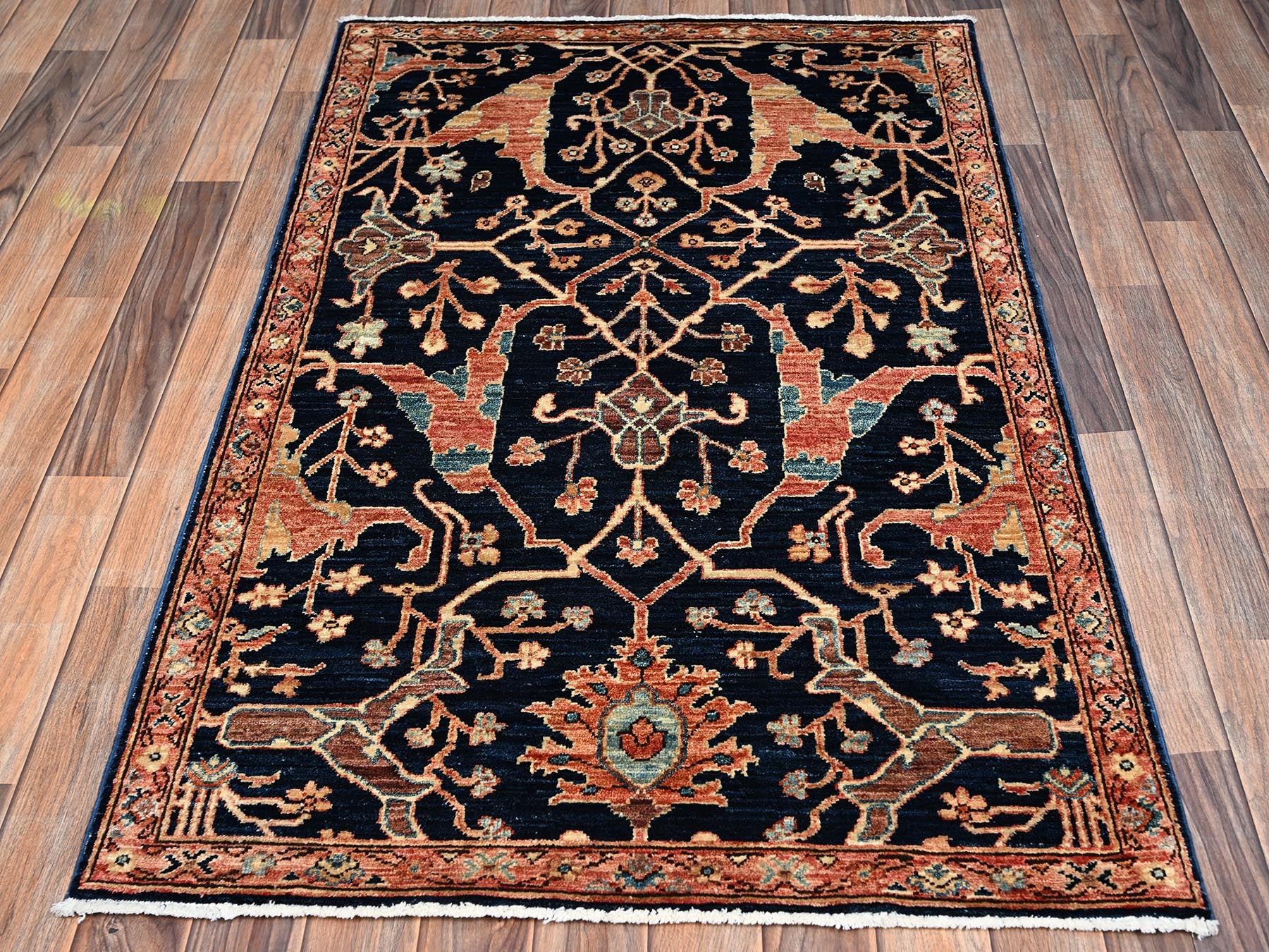 Blue 3'3" x 5'0" Tribal & Geometric Hand knotted Wool Rug - Sku: O02374