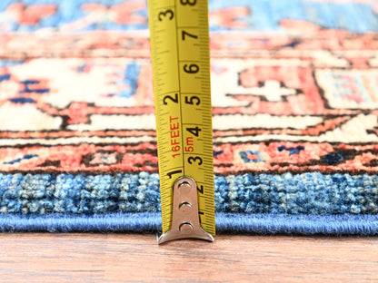 Blue 3'2" x 5'2" Tribal & Geometric Hand knotted Wool Rug - Sku: O02377
