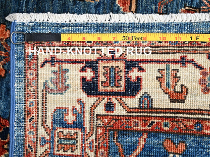 Blue 3'2" x 5'2" Tribal & Geometric Hand knotted Wool Rug - Sku: O02377