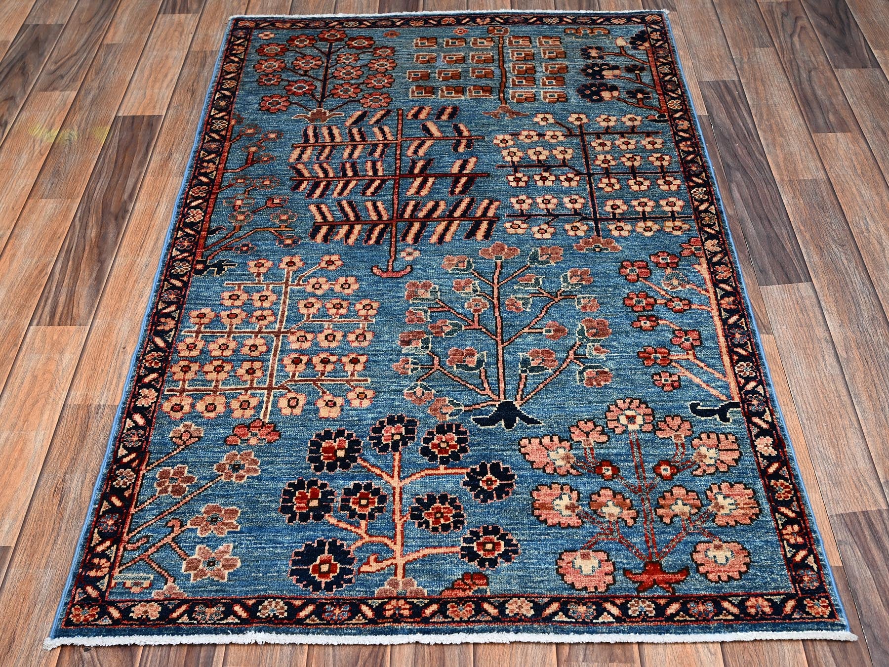 Blue 3'1" x 4'10" Tribal & Geometric Hand knotted Wool Rug - Sku: O02378