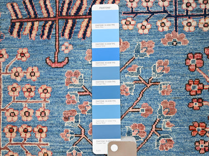 Blue 3'1" x 4'10" Tribal & Geometric Hand knotted Wool Rug - Sku: O02378