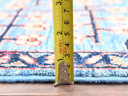 Blue 3'1" x 4'10" Tribal & Geometric Hand knotted Wool Rug - Sku: O02378