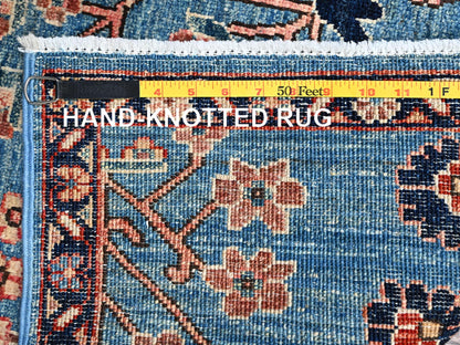 Blue 3'1" x 4'10" Tribal & Geometric Hand knotted Wool Rug - Sku: O02378
