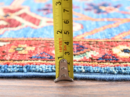 Blue 3'0" x 4'10" Tribal & Geometric Hand knotted Wool Rug - Sku: O02379