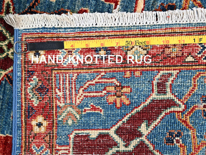 Blue 3'0" x 4'10" Tribal & Geometric Hand knotted Wool Rug - Sku: O02379