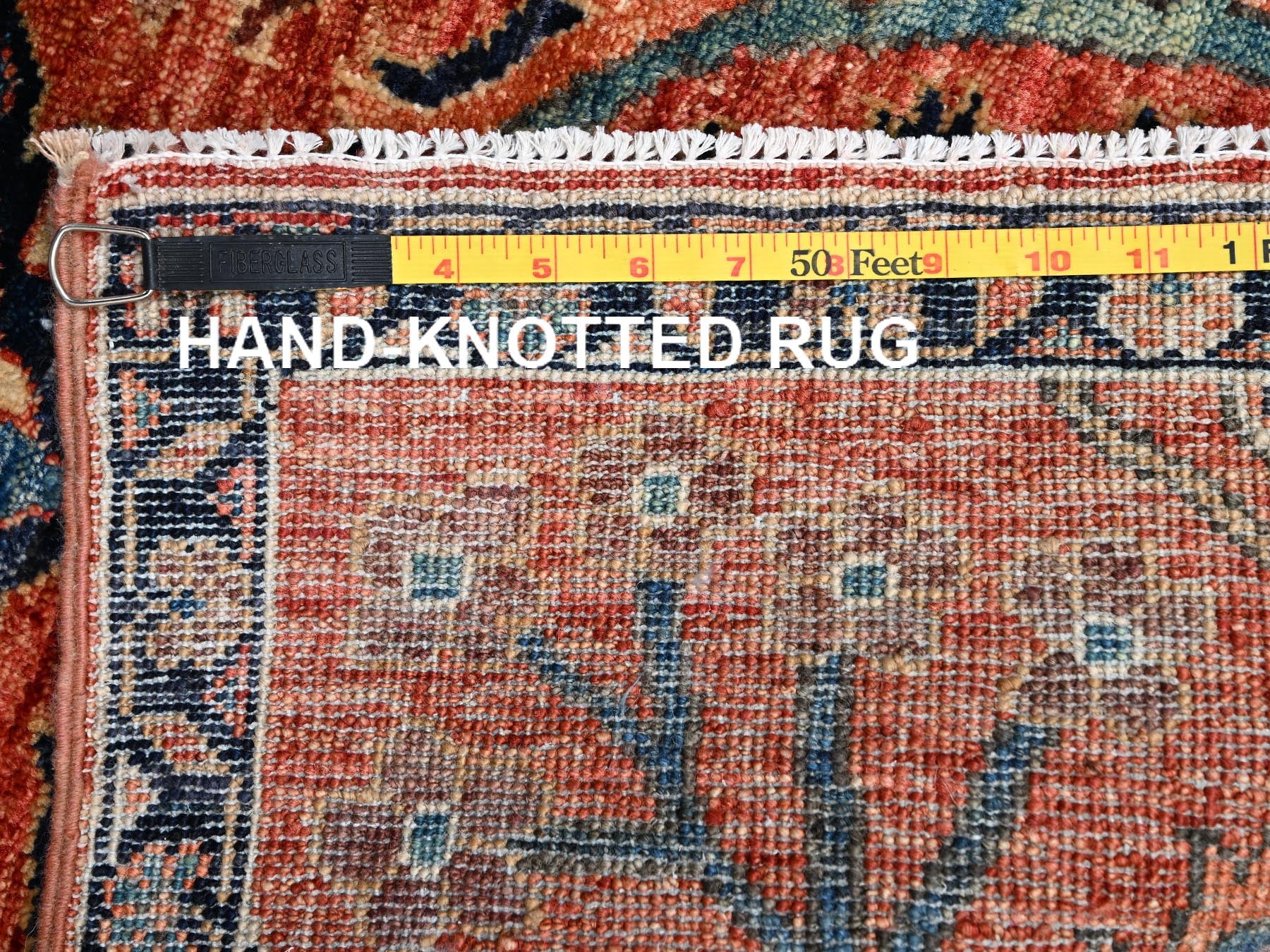 Heriz Tribal & Geometric hand-knotted wool rug in Red & Midnight Blue, 2'1" x 3'1" — SKU O02381 (view 7)