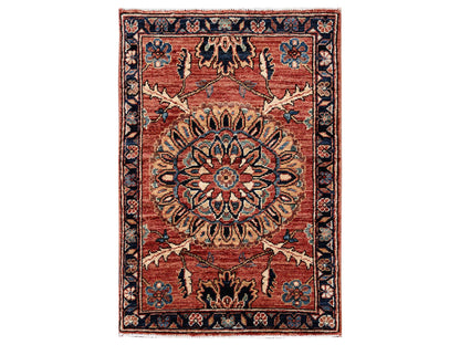 Red 1'11" x 2'11" Tribal & Geometric Hand knotted Wool Rug - Sku: O02382