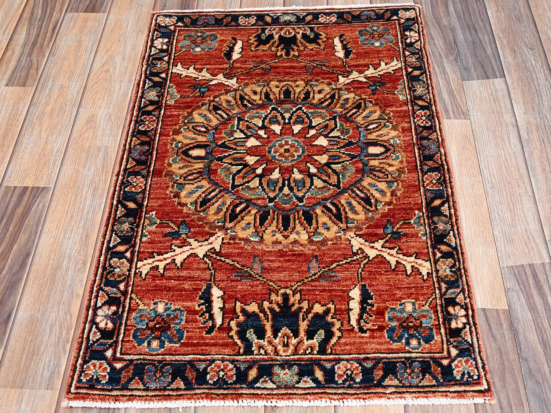 Red 1'11" x 2'11" Tribal & Geometric Hand knotted Wool Rug - Sku: O02382