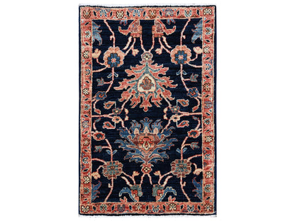 Blue 2'0" x 3'0" Tribal & Geometric Hand knotted Wool Rug - Sku: O02384
