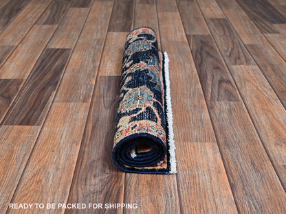 Blue 2'0" x 3'0" Tribal & Geometric Hand knotted Wool Rug - Sku: O02384