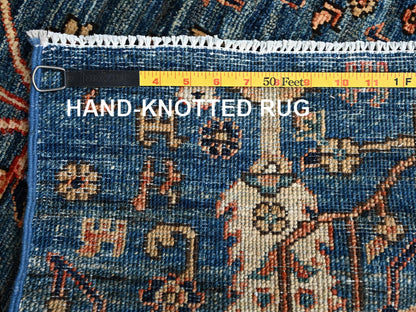 Blue 2'2" x 3'3" Tribal & Geometric Hand knotted Wool Rug - Sku: O02387