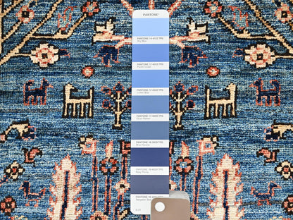 Blue 2'2" x 3'4" Tribal & Geometric Hand knotted Wool Rug - Sku: O02388
