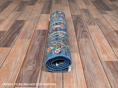 Blue 2'2" x 3'4" Tribal & Geometric Hand knotted Wool Rug - Sku: O02388