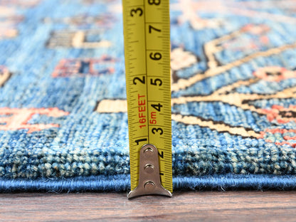 Blue 2'2" x 3'4" Tribal & Geometric Hand knotted Wool Rug - Sku: O02388