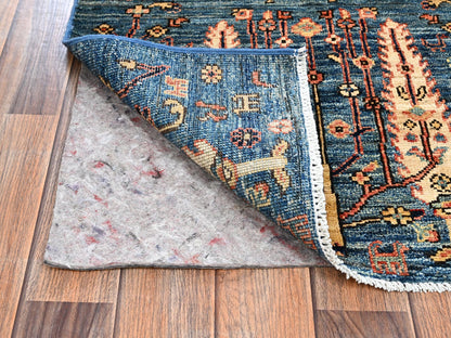 Blue 2'2" x 3'3" Tribal & Geometric Hand knotted Wool Rug - Sku: O02389