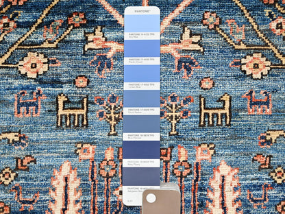 Blue 2'2" x 3'3" Tribal & Geometric Hand knotted Wool Rug - Sku: O02389