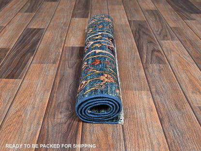 Blue 2'2" x 3'3" Tribal & Geometric Hand knotted Wool Rug - Sku: O02389