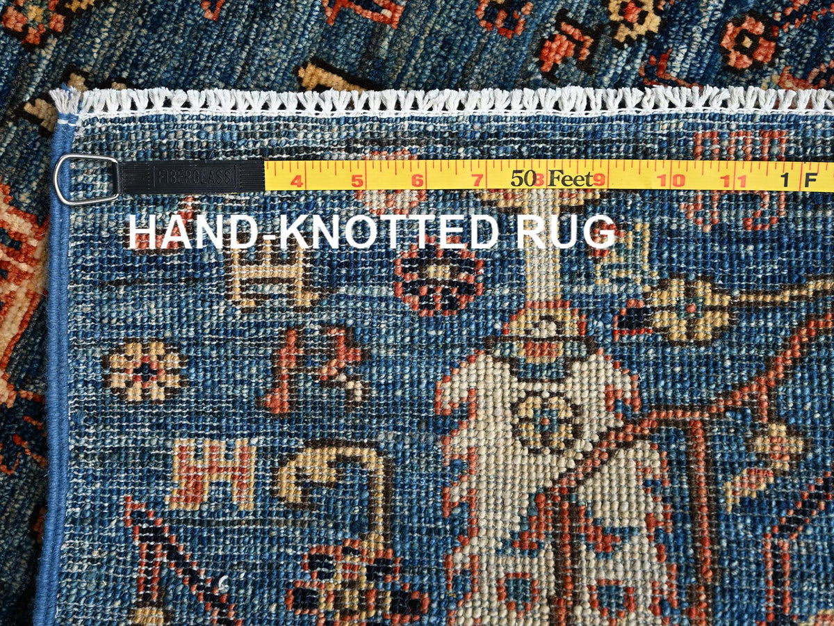 Tribal & Geometric hand-knotted wool rug in Blue, 2'2" x 3'3" — SKU O02389 (view 7)