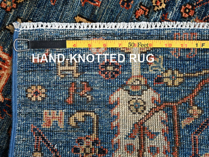 Tribal & Geometric hand-knotted wool rug in Blue, 2'2" x 3'3" — SKU O02389 (view 7)