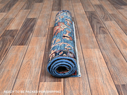 Blue 2'2" x 3'3" Tribal & Geometric Hand knotted Wool Rug - Sku: O02390