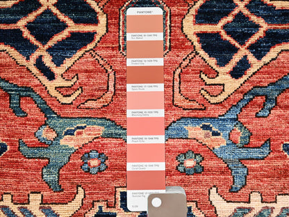 Red 2'2" x 2'11" Tribal & Geometric Hand knotted Wool Rug - Sku: O02395