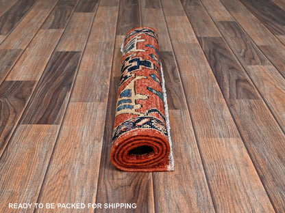 Red 2'2" x 2'11" Tribal & Geometric Hand knotted Wool Rug - Sku: O02395