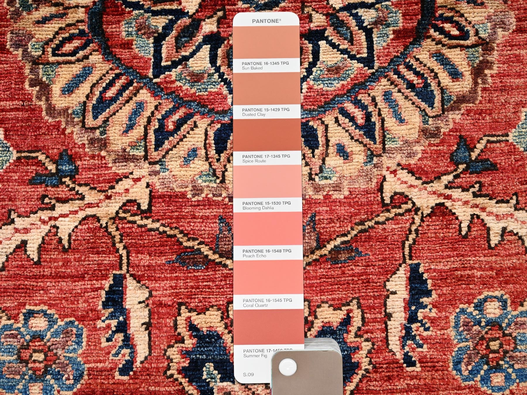 Tribal & Geometric hand-knotted wool rug in Red & Midnight Blue, 1'11" x 2'10" — SKU O02396 (view 4)