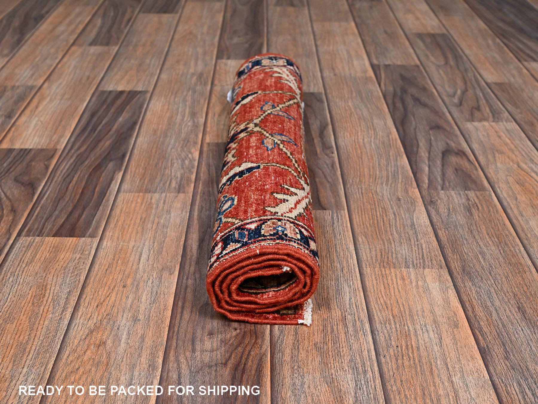 Tribal & Geometric hand-knotted wool rug in Red & Midnight Blue, 1'11" x 2'10" — SKU O02396 (view 5)