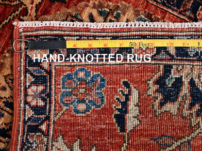 Tribal & Geometric hand-knotted wool rug in Red & Midnight Blue, 1'11" x 2'10" — SKU O02396 (view 7)