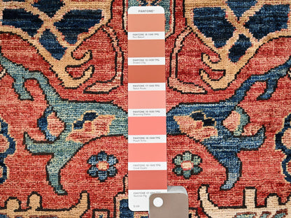 Tribal & Geometric hand-knotted wool rug in Red & Midnight Blue, 2' x 3' — SKU O02397 (view 4)