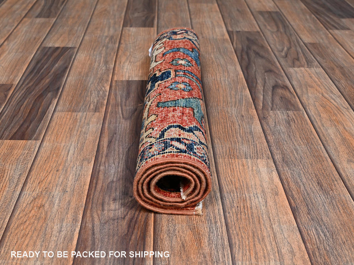 Tribal & Geometric hand-knotted wool rug in Red & Midnight Blue, 2' x 3' — SKU O02397 (view 5)