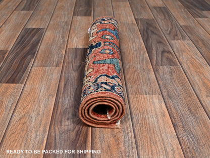 Tribal & Geometric hand-knotted wool rug in Red & Midnight Blue, 2' x 3' — SKU O02397 (view 5)