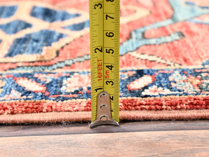Tribal & Geometric hand-knotted wool rug in Red & Midnight Blue, 2' x 3' — SKU O02397 (view 6)