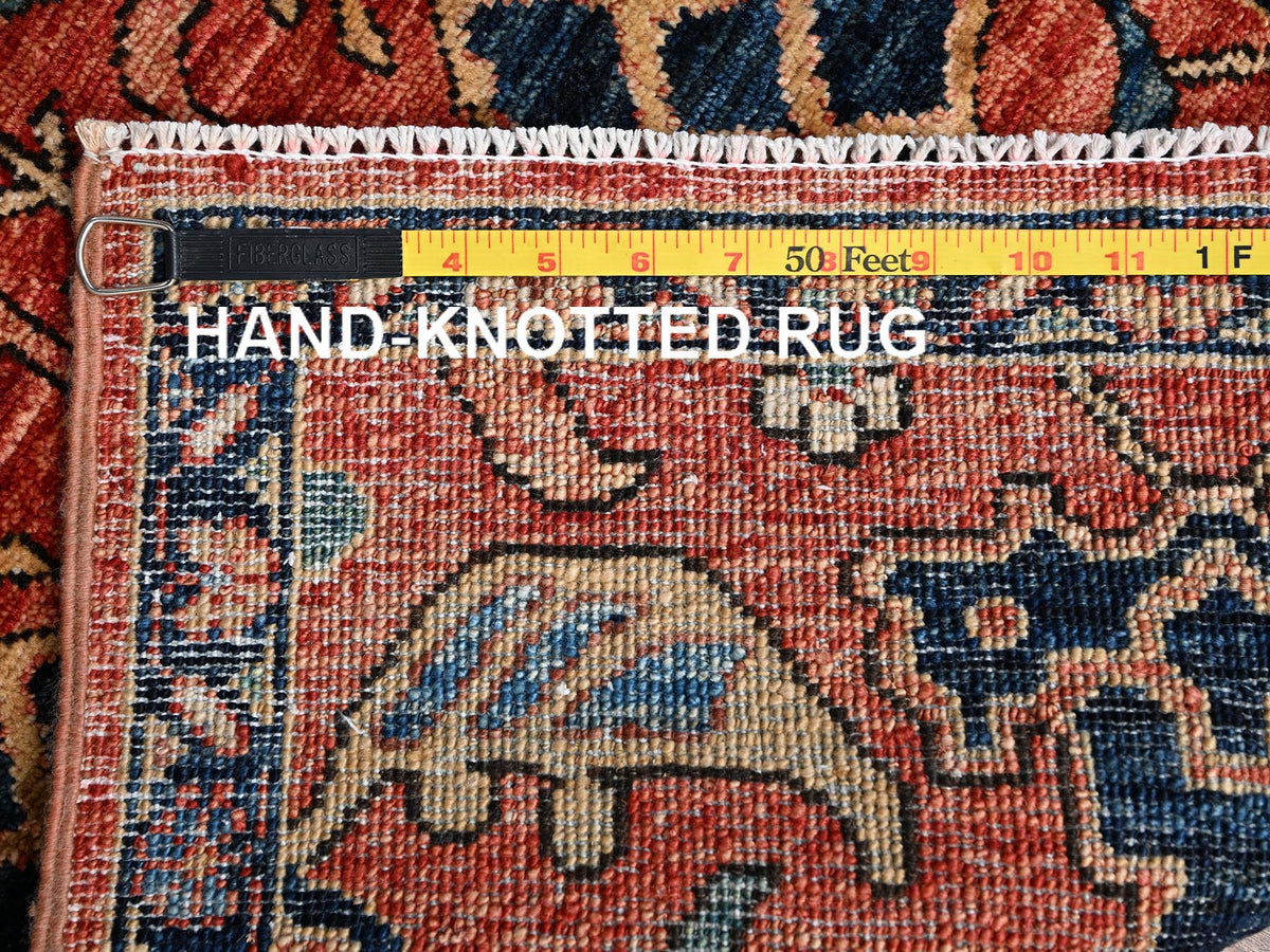 Tribal & Geometric hand-knotted wool rug in Red & Midnight Blue, 2' x 3' — SKU O02397 (view 7)