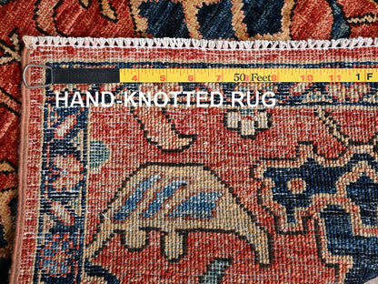 Tribal & Geometric hand-knotted wool rug in Red & Midnight Blue, 2' x 3' — SKU O02397 (view 7)