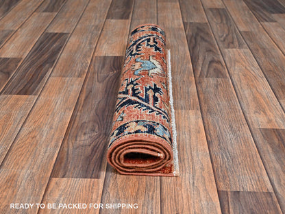 Red 2'1" x 3'0" Tribal & Geometric Hand knotted Wool Rug - Sku: O02398