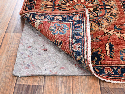Tribal & Geometric hand-knotted wool rug in Red & Midnight Blue, 1'11" x 2'11" — SKU O02399 (view 3)