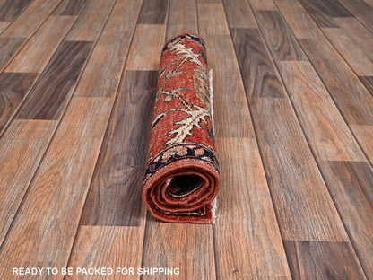 Tribal & Geometric hand-knotted wool rug in Red & Midnight Blue, 1'11" x 2'11" — SKU O02399 (view 5)