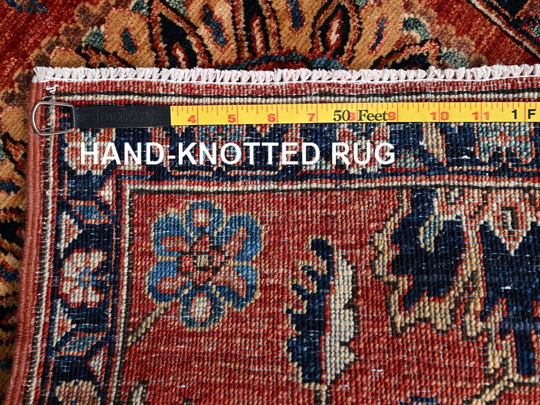 Tribal & Geometric hand-knotted wool rug in Red & Midnight Blue, 1'11" x 2'11" — SKU O02399 (view 7)
