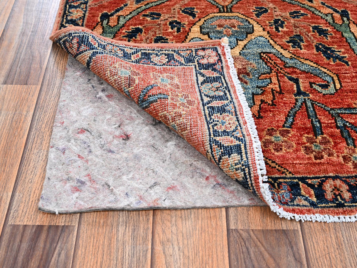 Heriz Tribal & Geometric hand-knotted wool rug in Orange & Midnight Blue, 2'1" x 3' — SKU O02400 (view 3)