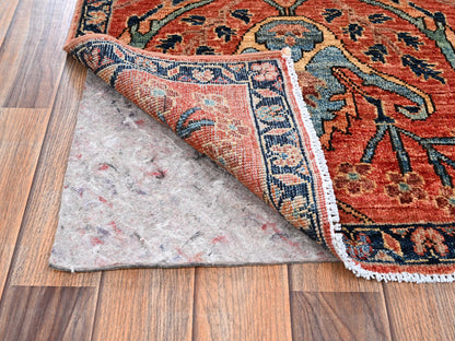 Heriz Tribal & Geometric hand-knotted wool rug in Orange & Midnight Blue, 2'1" x 3' — SKU O02400 (view 3)