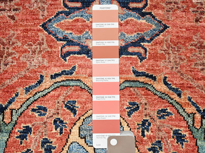Heriz Tribal & Geometric hand-knotted wool rug in Orange & Midnight Blue, 2'1" x 3' — SKU O02400 (view 4)