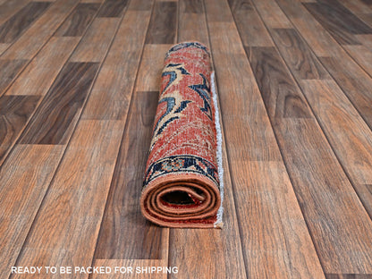 Heriz Tribal & Geometric hand-knotted wool rug in Orange & Midnight Blue, 2'1" x 3' — SKU O02400 (view 5)