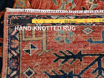 Red 2'3" x 3'0" Tribal & Geometric Hand knotted Wool Rug - Sku: O02401