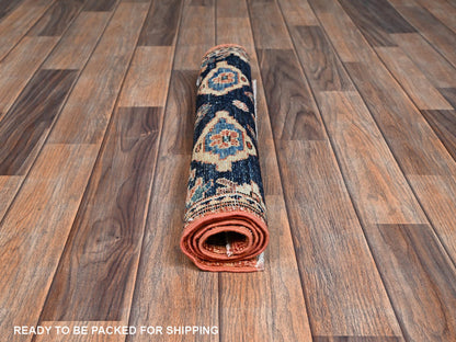Blue 2'1" x 2'11" Tribal & Geometric Hand knotted Wool Rug - Sku: O02402