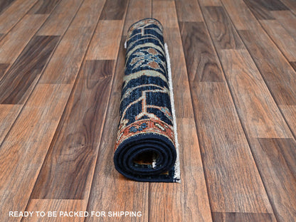 Blue 2'3" x 3'0" Tribal & Geometric Hand knotted Wool Rug - Sku: O02404