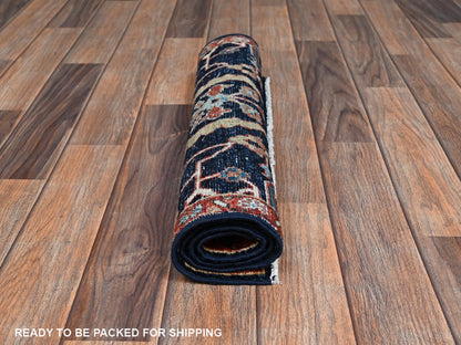 Blue 2'0" x 3'1" Tribal & Geometric Hand knotted Wool Rug - Sku: O02405