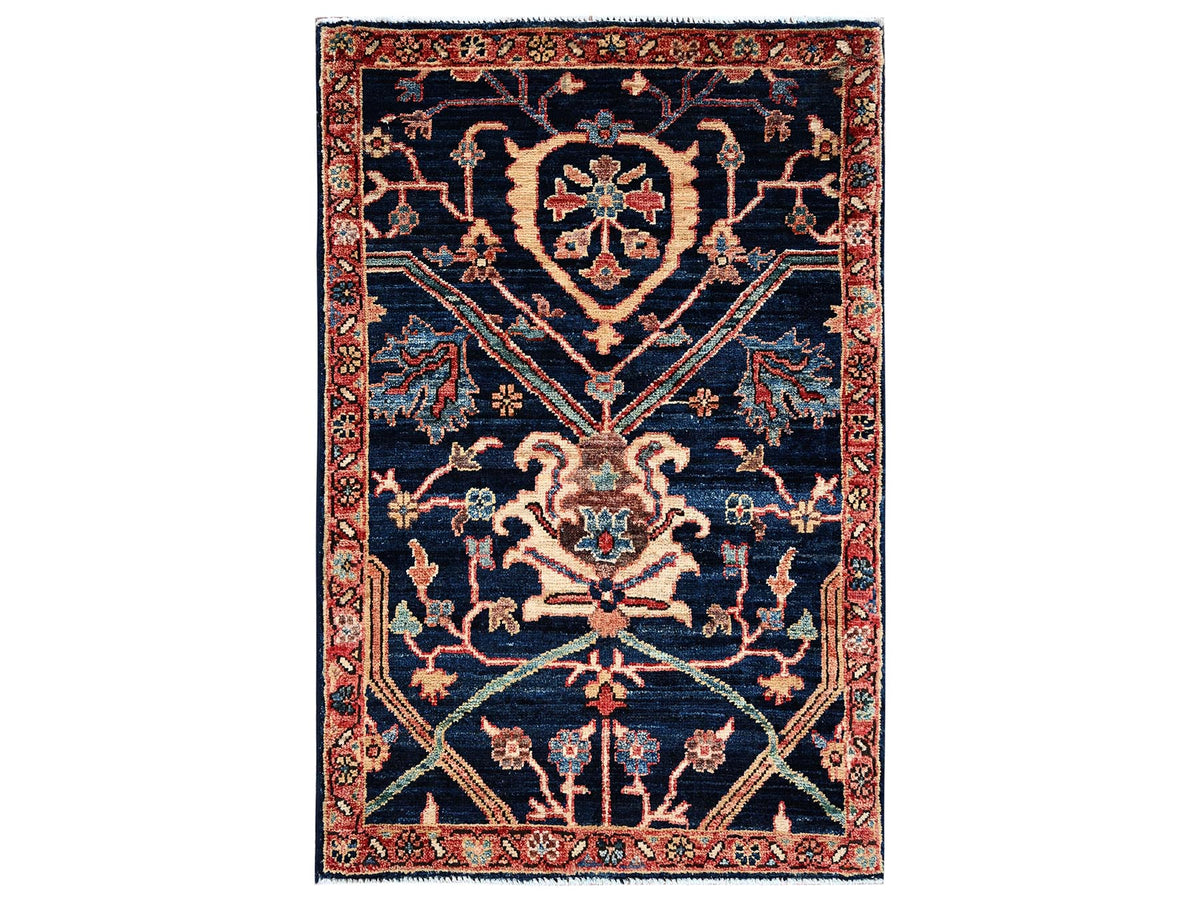 Heriz Tribal & Geometric hand-knotted wool rug in Blue & Red, 2'1" x 3' — SKU O02406