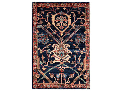 Heriz Tribal & Geometric hand-knotted wool rug in Blue & Red, 2'1" x 3' — SKU O02406