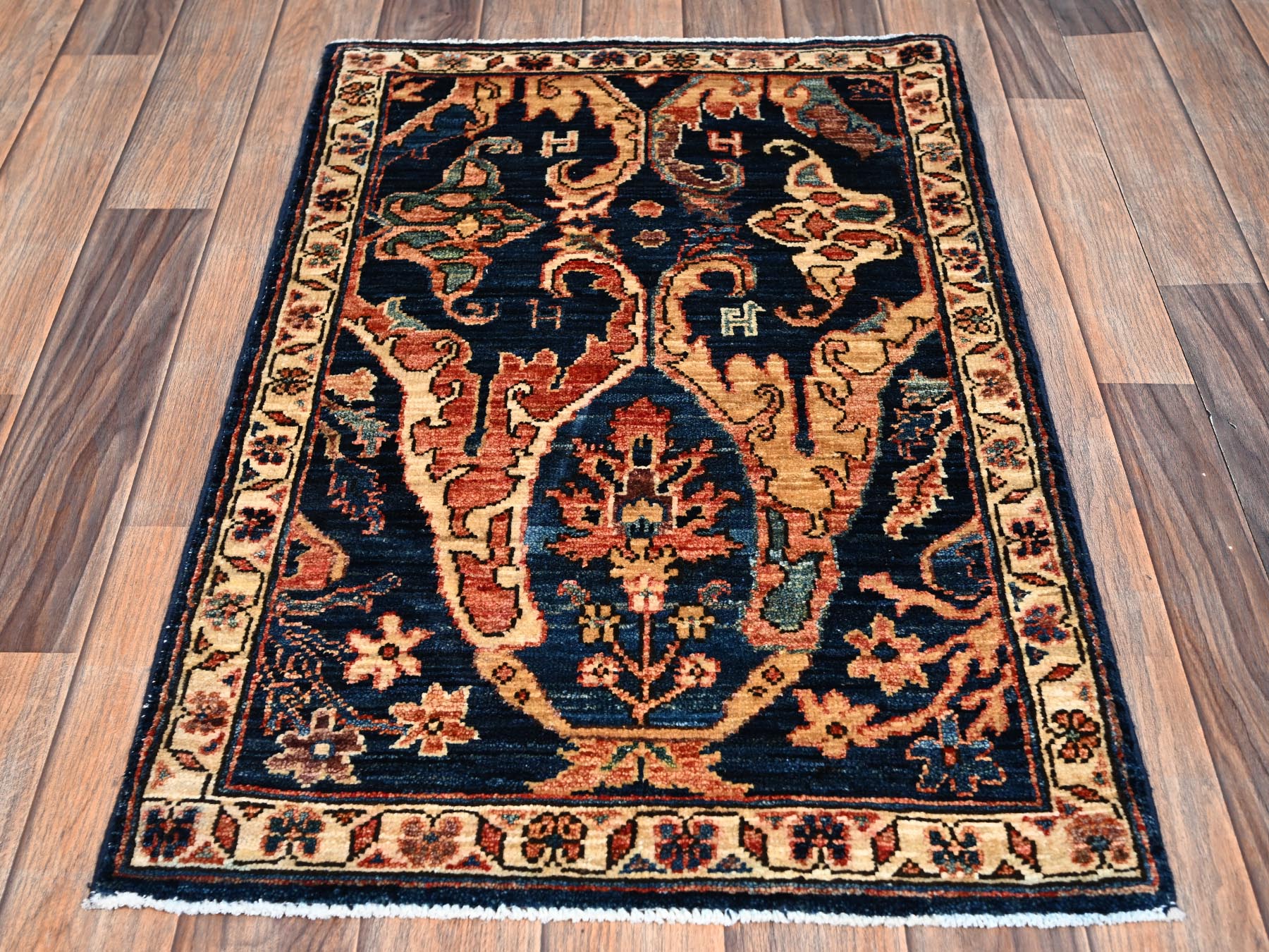 Blue 1'11" x 3'0" Tribal & Geometric Hand knotted Wool Rug - Sku: O02407